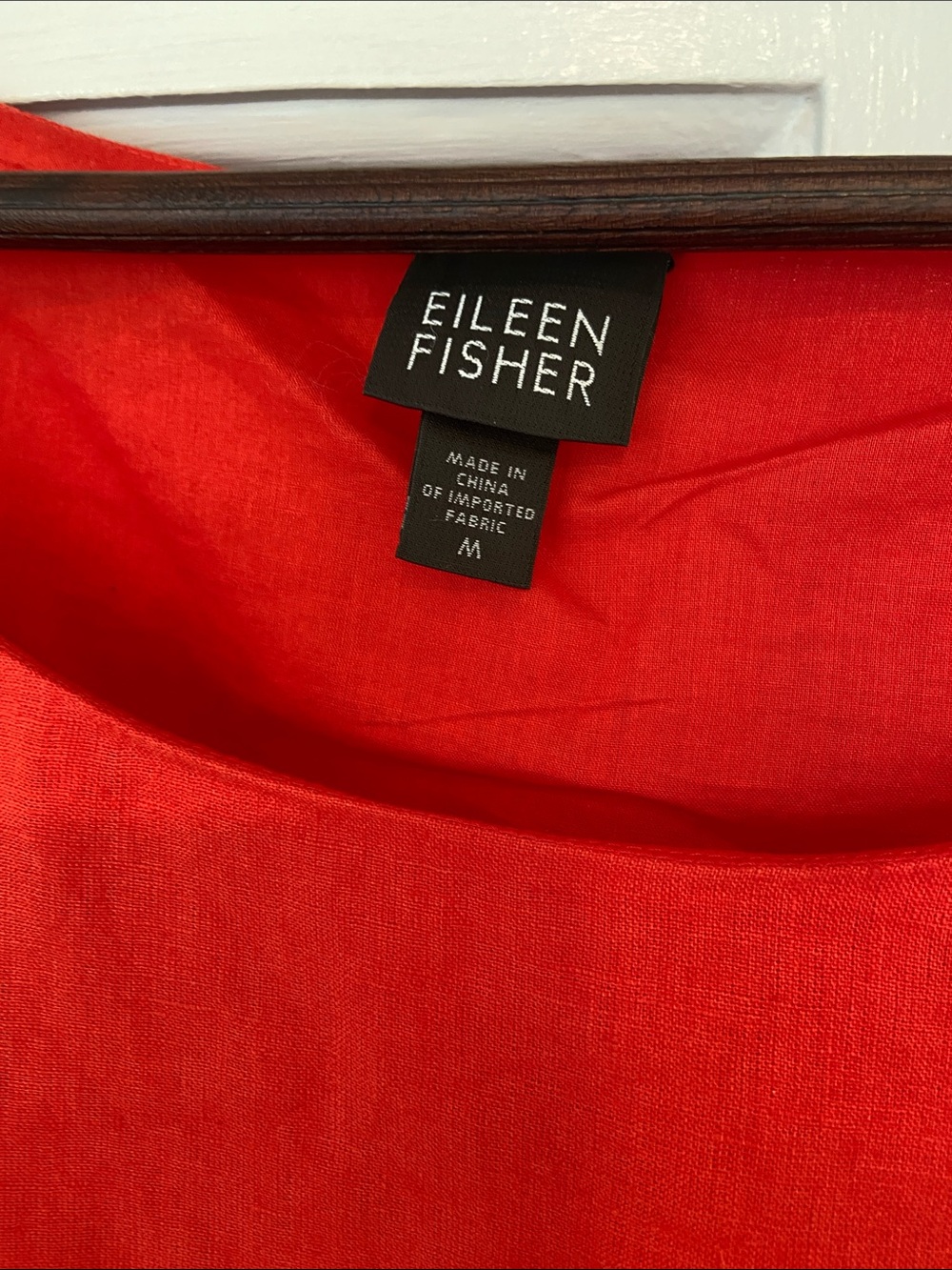 Eileen Fisher Bright Red Sleeveless Irish Linen Midi Dress - Picture 2 of 5